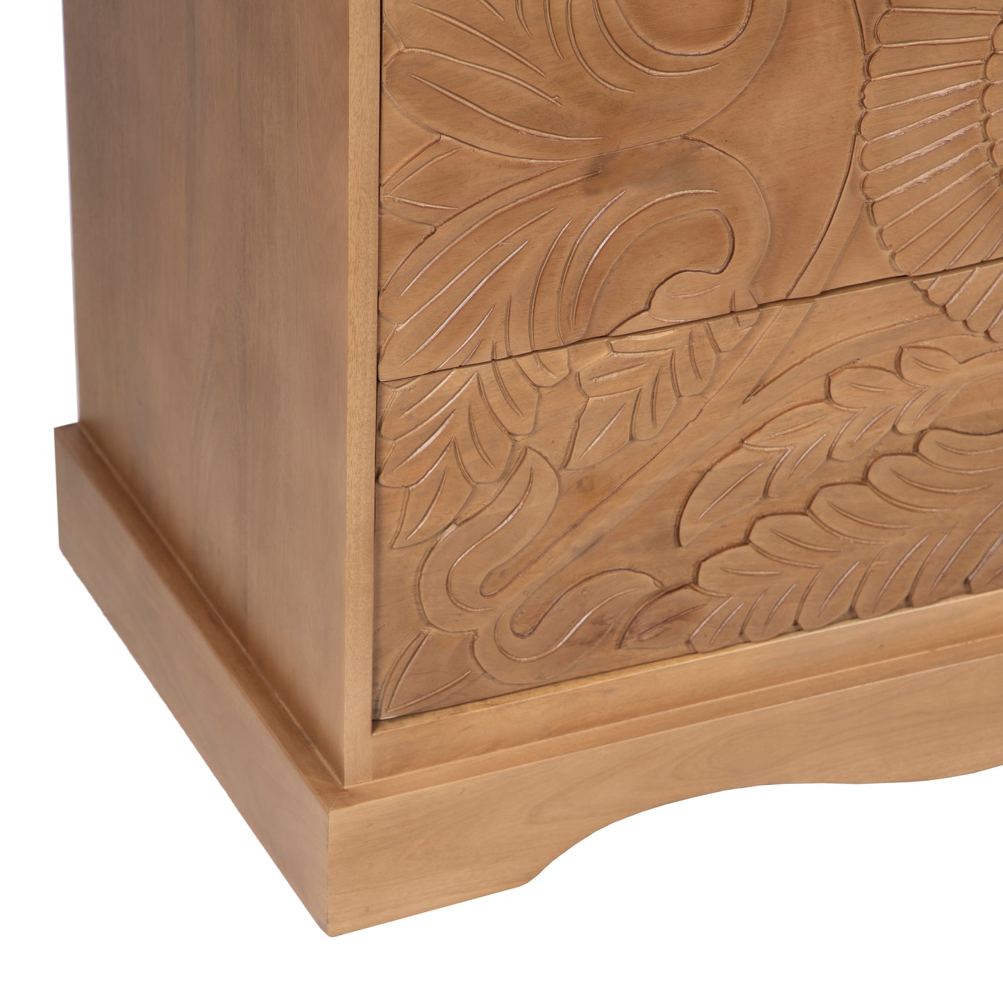 Commode sculptée 3 tiroirs en bois massif manguier - Avrona