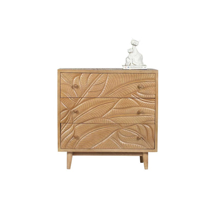 Commode sculptée 3 tiroirs en bois massif manguier - Floria
