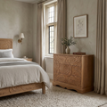Commode sculptée 3 tiroirs en bois massif manguier - Avrona