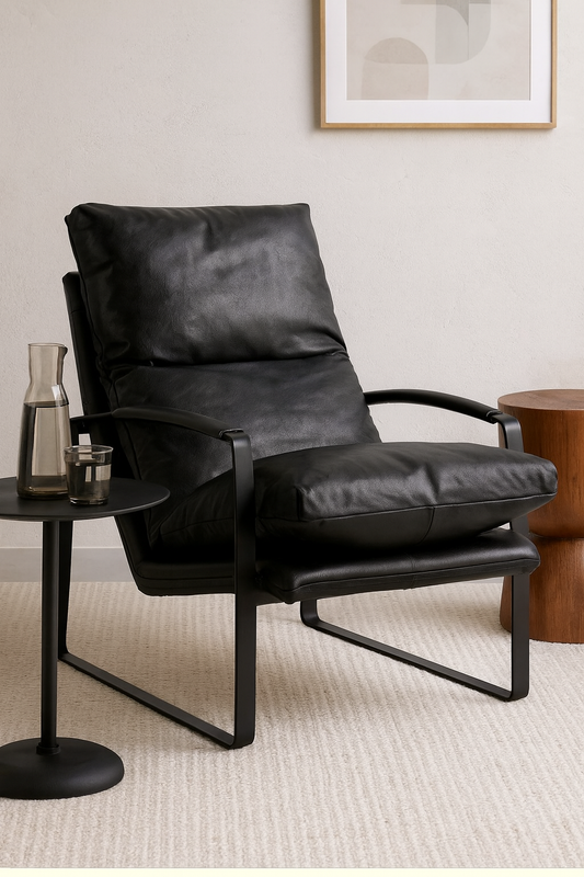 Damo Black Armchair | Leather