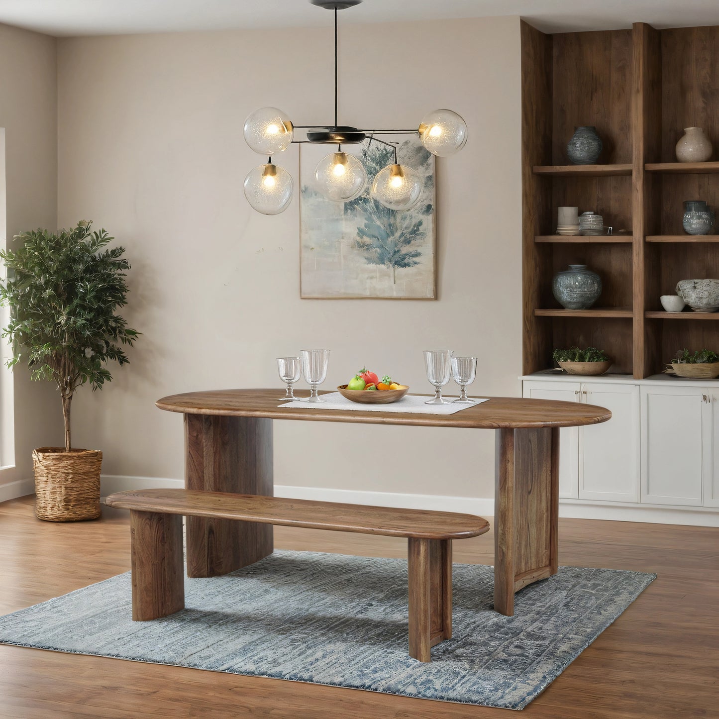 Banc arrondi bois massif | Acacia Ellipse