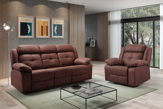 Canapé cuir 3 places, 2 relax manuel | Sydney Chocolat