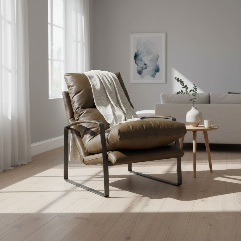 Fauteuil cuir olive vert – Damo