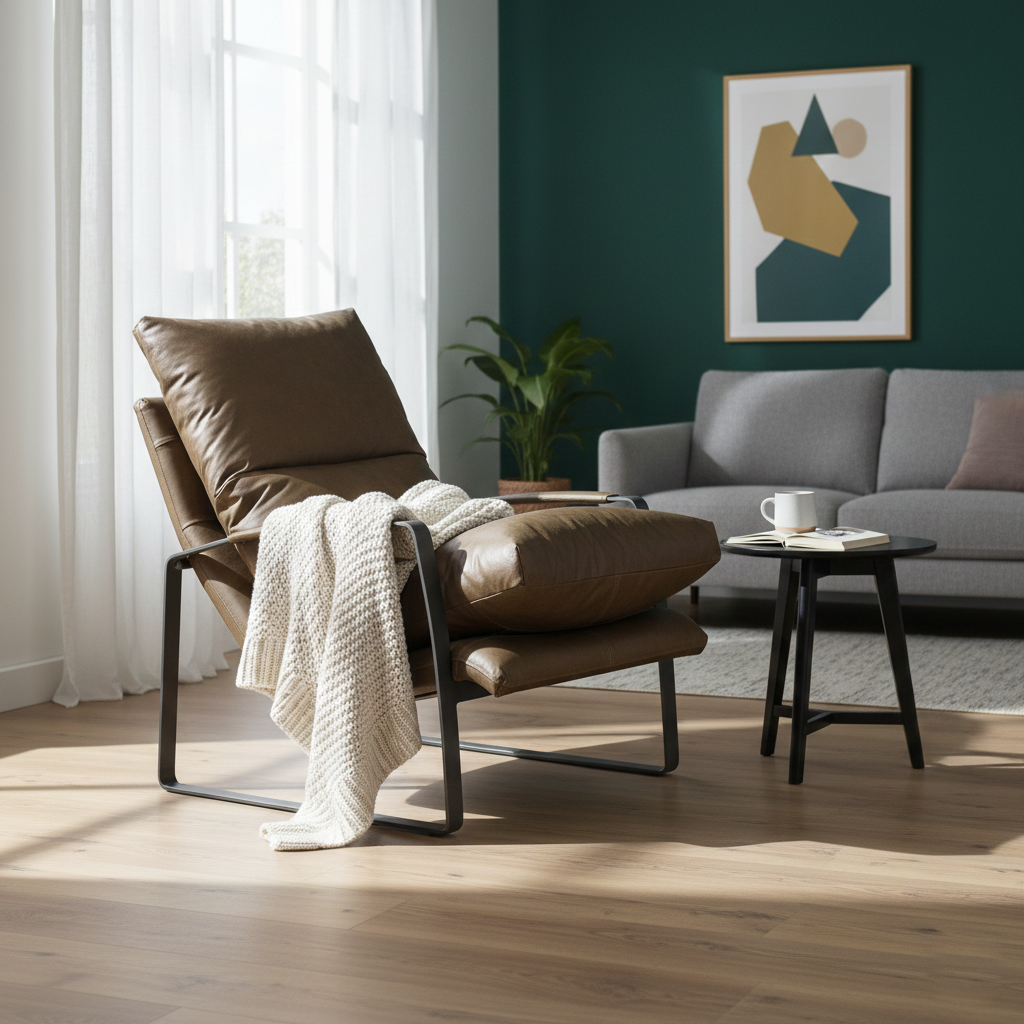 Fauteuil cuir olive vert – Damo