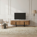 Móvel de TV baixo com 4 portas e tampo de mármore branco | Kfir II Mango