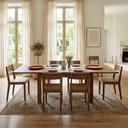 Mesa de comedor cuadrada grande extensible 130 cm | Acacia Gordon