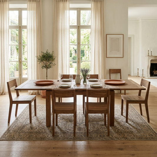 Grande table à manger carréé allonge 130 - Acacia Gordon