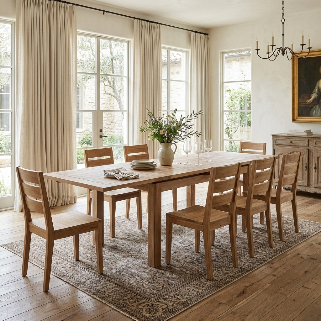 Grande table à manger carréé allonge 130 bois massif en Acacia – Gordon