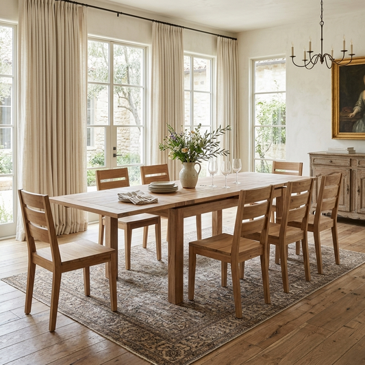 Grande table à manger carréé allonge 130 bois massif en Acacia – Gordon
