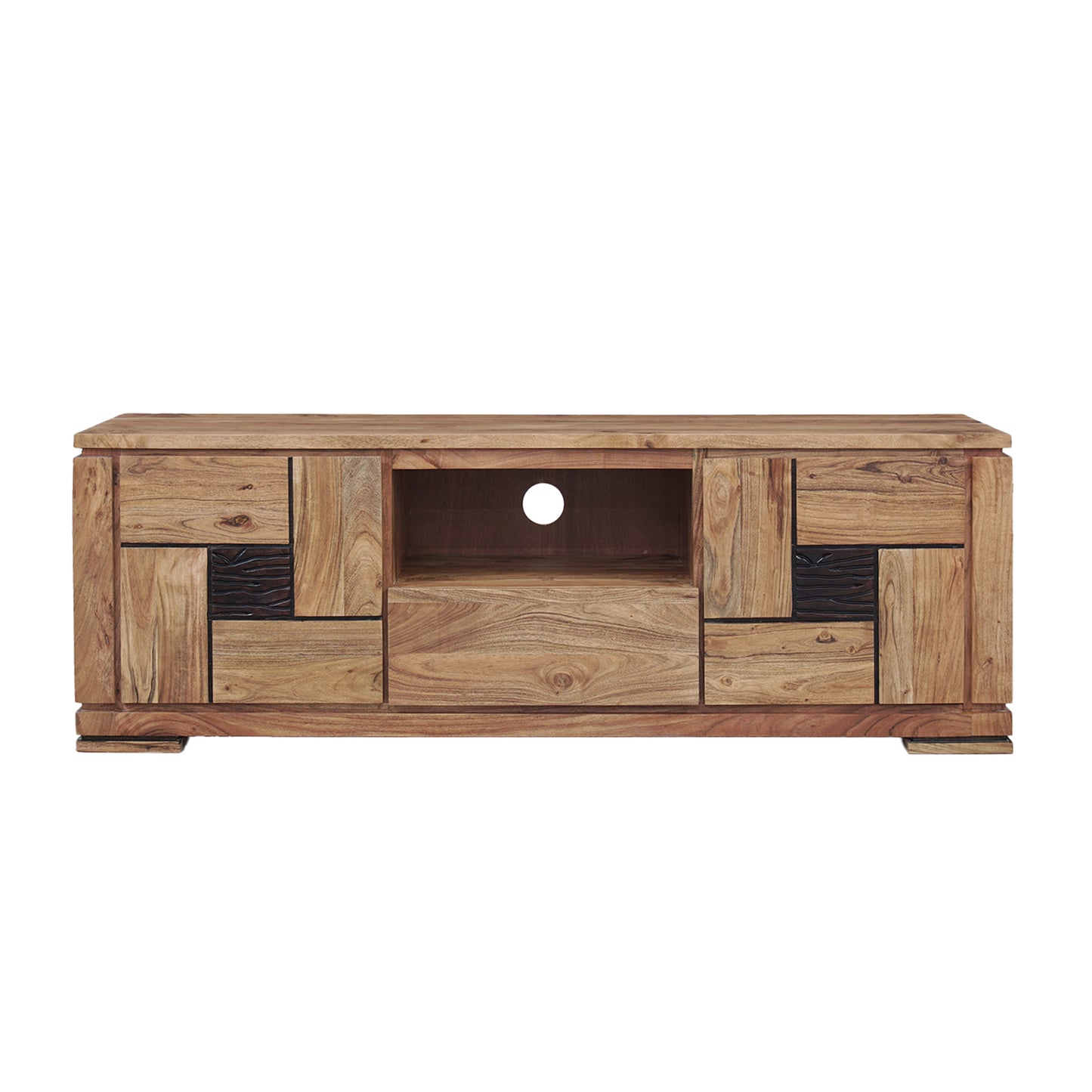 Mueble de TV de madera tallada bicolor 160 2P 1T | Acacia Maya