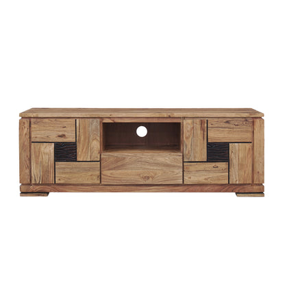 Mueble de TV de madera tallada bicolor 160 2P 1T | Acacia Maya