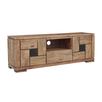 Mueble de TV de madera tallada bicolor 160 2P 1T | Acacia Maya