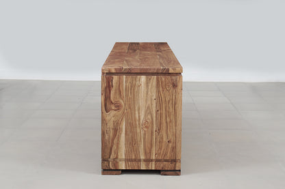 Meuble TV bois sculpté bicolore 160 2P 1T | Acacia Maya