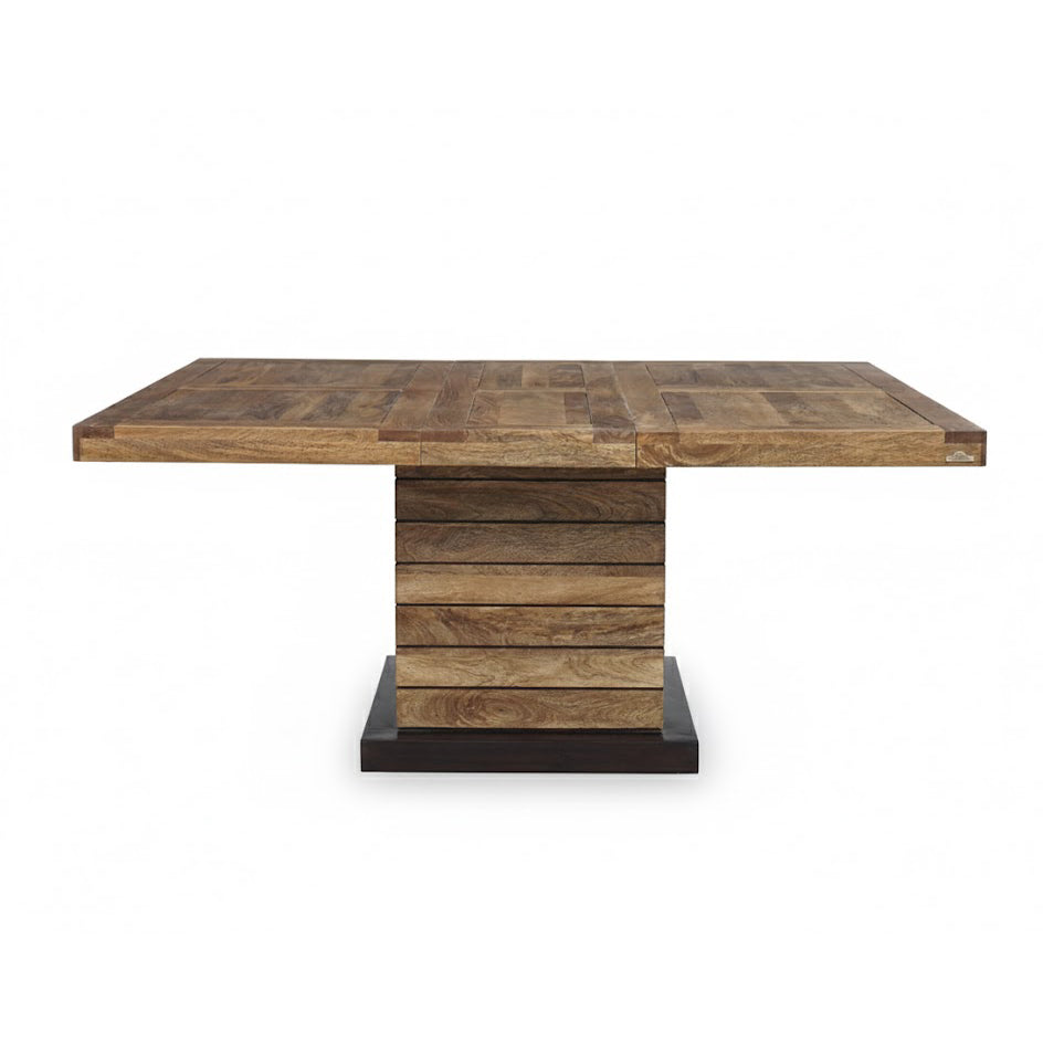 Mesa de jantar quadrada - Extensão central | Madeira de manga Herods