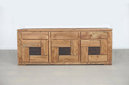 Buffet bois sculpté bicolore 3P 3T | Acacia Maya