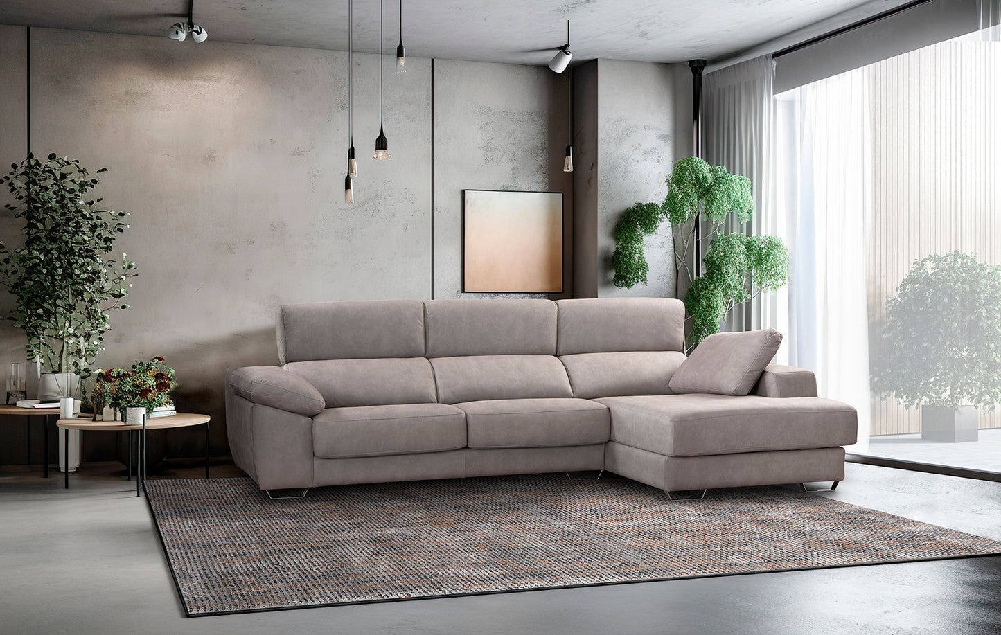 Canapé coulissante 2 places avec chaise longue | Portland