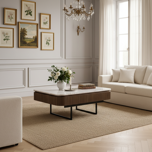 Table basse plateau marbre | Manguier Kfir III