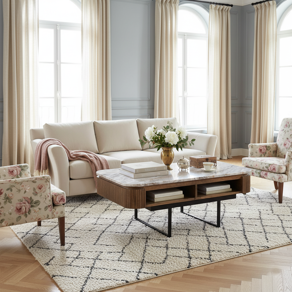 Table basse plateau marbre | Manguier Kfir III