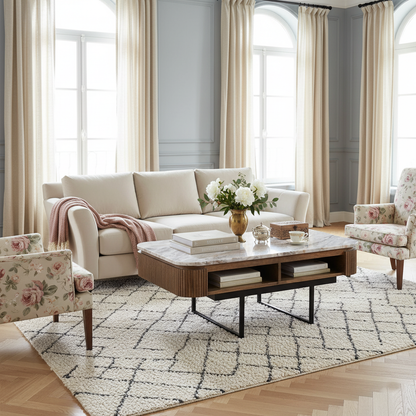 Table basse plateau marbre | Manguier Kfir III