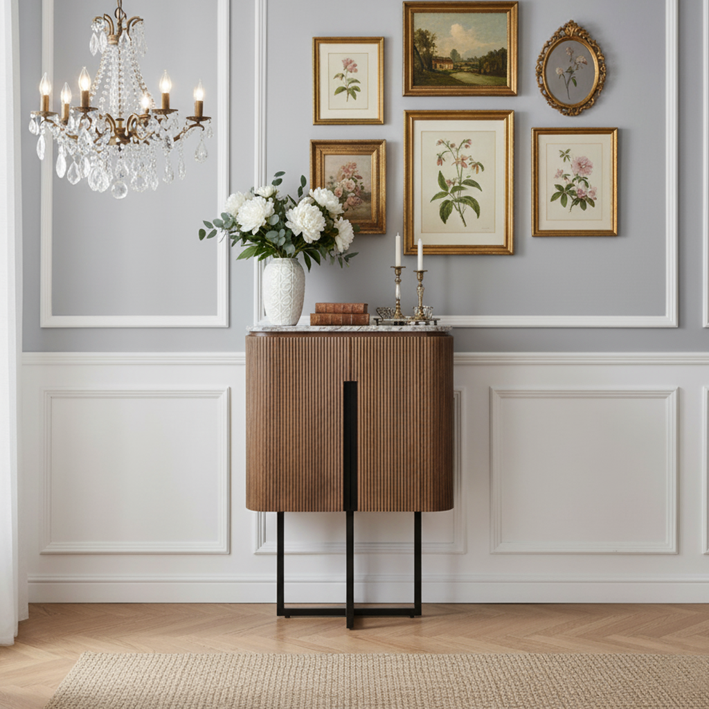 Buffet haut 2 portes plateau marbre | Manguier Kfir III