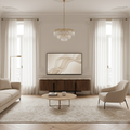 Meuble TV bas 4 portes plateau marbre | Manguier Kfir III