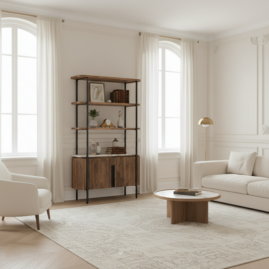 Étagère 2 portes plateau marbre | Manguier Kfir III