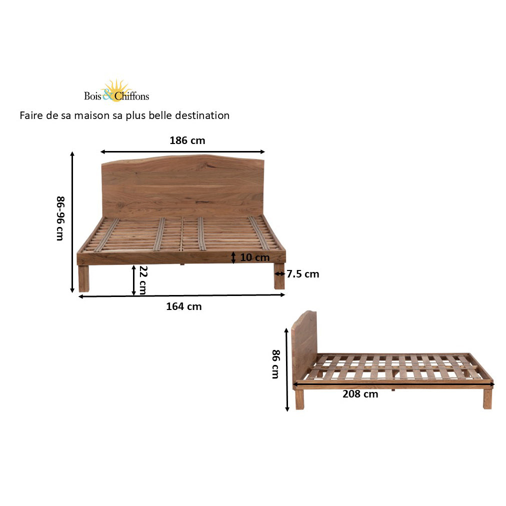 Lit 180x200 bois massif en acacia – Bunting