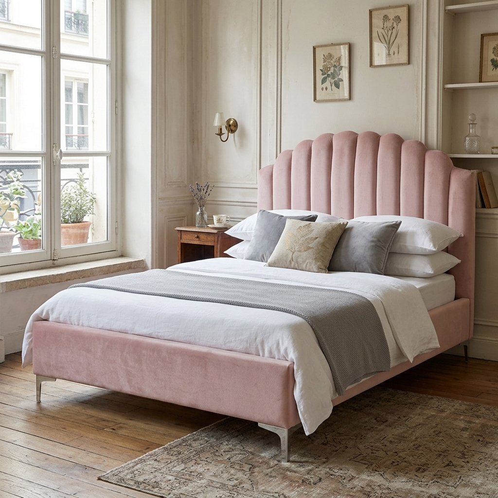 Lit double Belmond 120x200 hors matelasLe lit est disponible avec des pieds dorés ou argentés