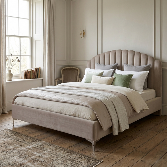 Lit double Belmond 180x200 hors matelasle lit est disponible avec des pieds dorés et argentés
