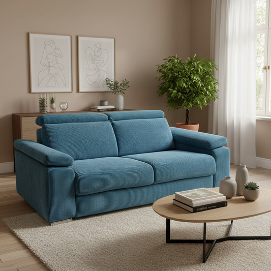 Canapé-lit 3 places bleu | Horizon