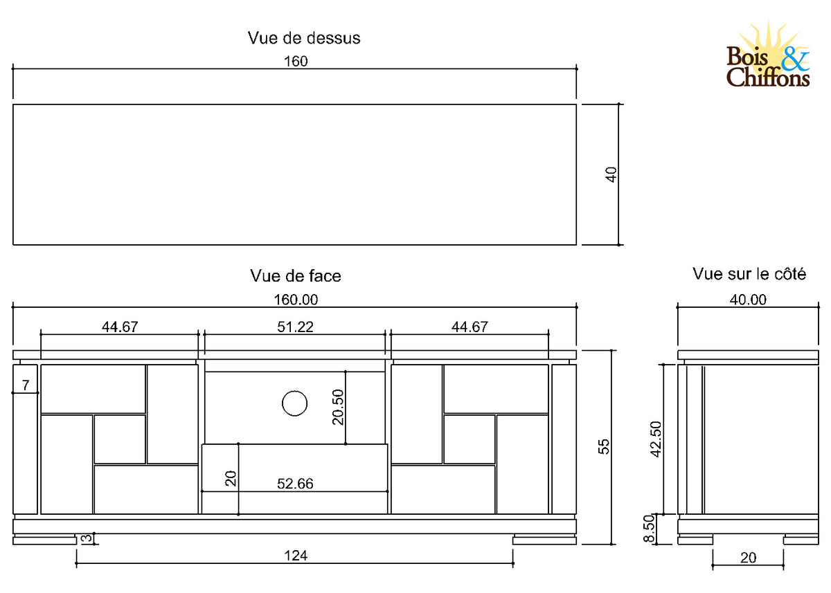 Móvel de TV em madeira entalhada bicolor 160 2P 1T | Acacia Maya