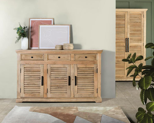 Buffet 3 tiroirs 3 portes | Bois de manguier | Paran II
