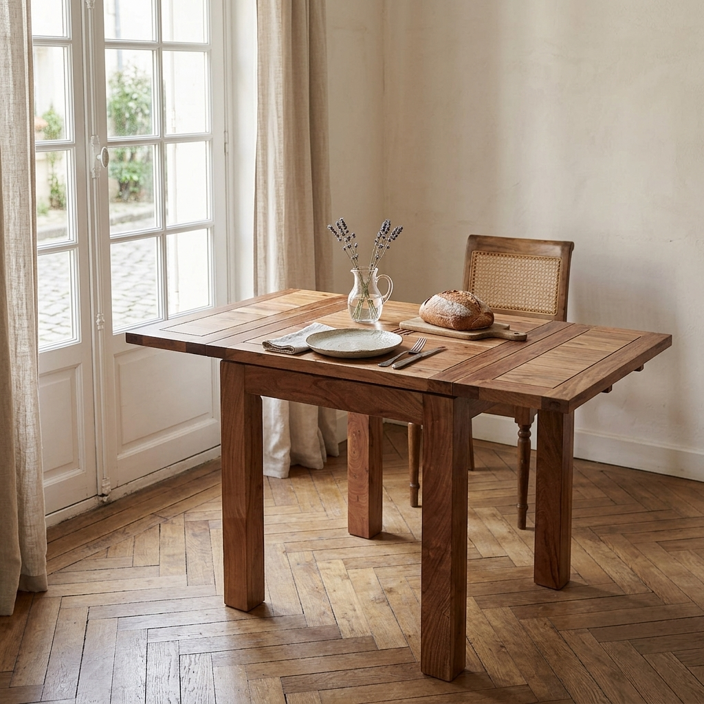 Petite table à manger carrée allonge 70 miel | Acacia Gordon