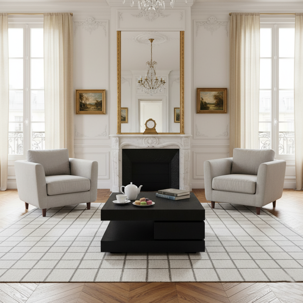 Table basse carrée noir Blok C "Chêne Oakura"