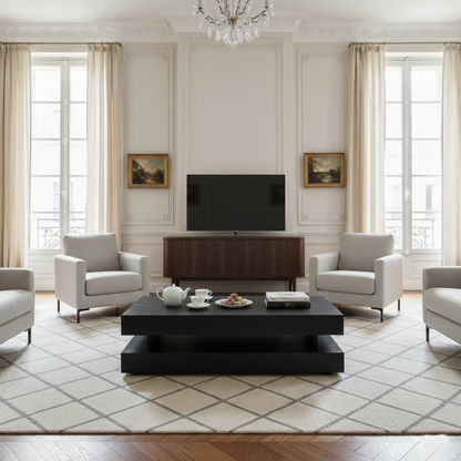 Table basse rectangulaire noir Blok H "Chêne Oakura"