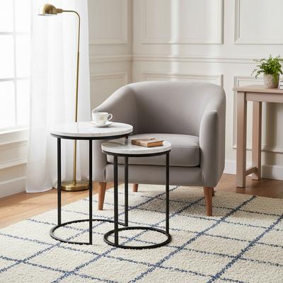 Table d'angle Lexington white set de 2