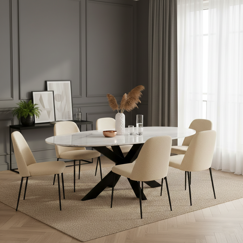 Mesa de comedor ovalada Lexington 230 (blanca)