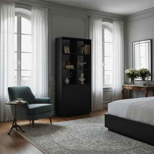 Bibliothèque noirbone laiton 2-deuren (noir rustic)