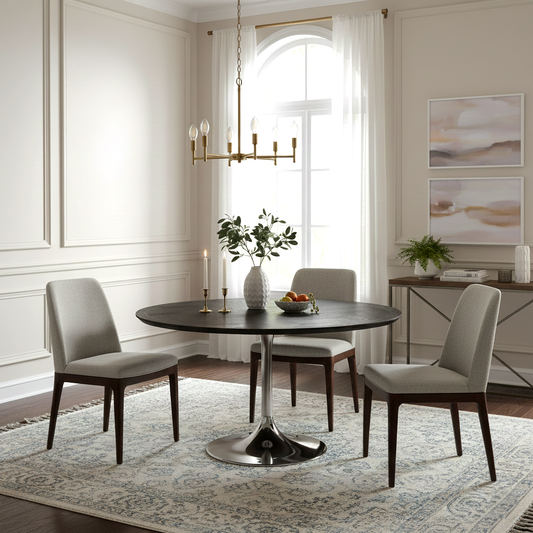 Mesa de comedor Blackbone Ø140 plateada