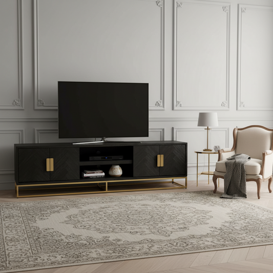 Meuble TV 220 Blackbone gold 4-portes