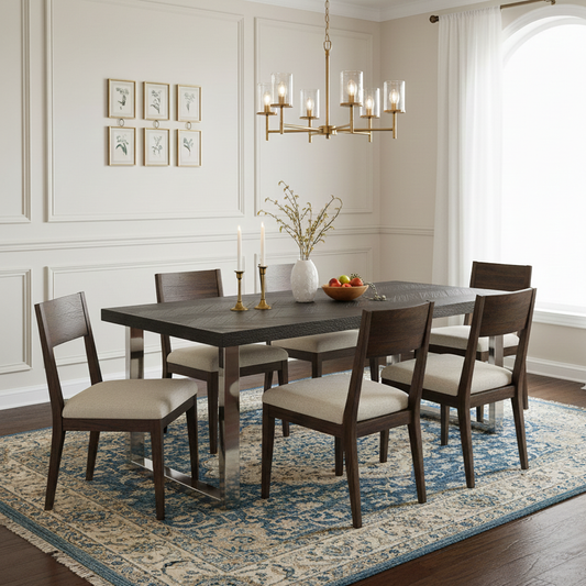 Mesa de comedor Blackbone plateada de 220 cm.