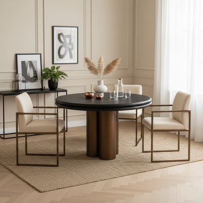 Mesa de comedor Macaron 130Ø (negro rústico)