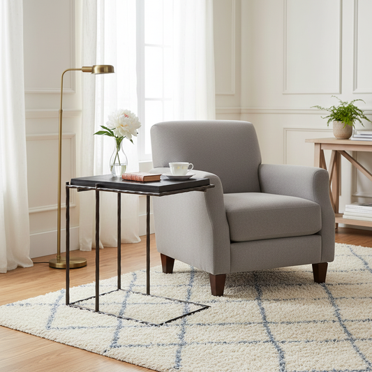 Table de canapé noir vieilli