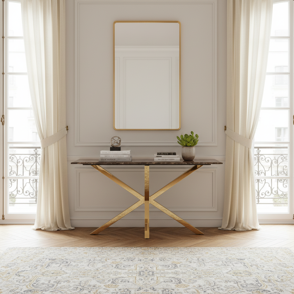 Console Conrad met faux emperador marmer