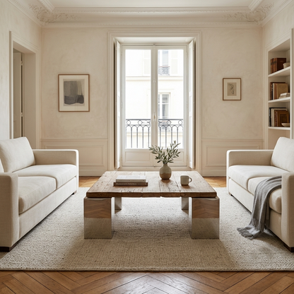 Table basse carree 100x100 cm | Acacia Stainless