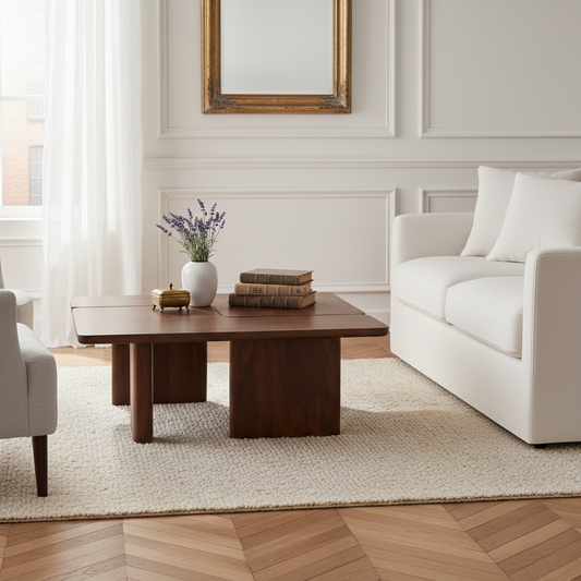 Conjunto de 2 mesas de apoio 110x70 cm nogueira | Ariel II