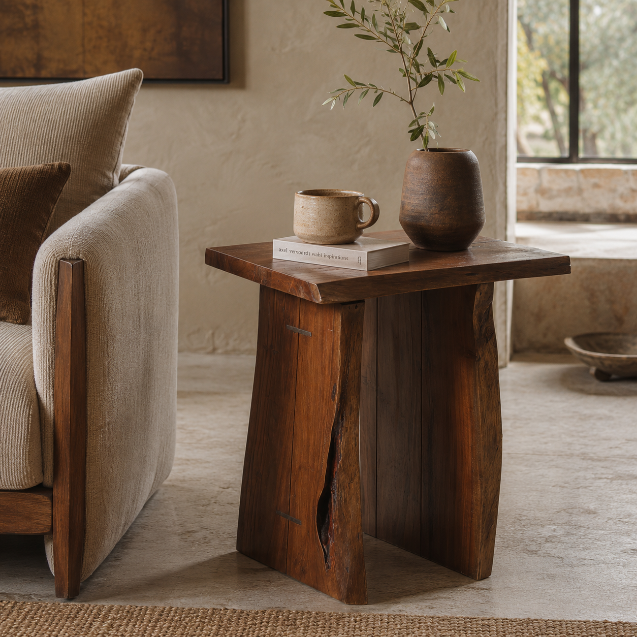 Mesa auxiliar con borde natural | Acacia Sansur