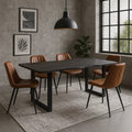 Mesa de jantar de 240 cm em madeira maciça de acácia e metal | Acacia Black Forest