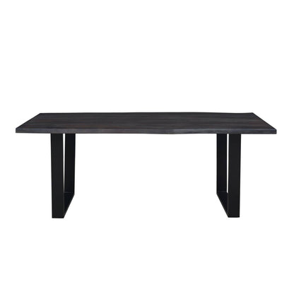 Mesa de jantar de 240 cm em madeira maciça de acácia e metal | Acacia Black Forest