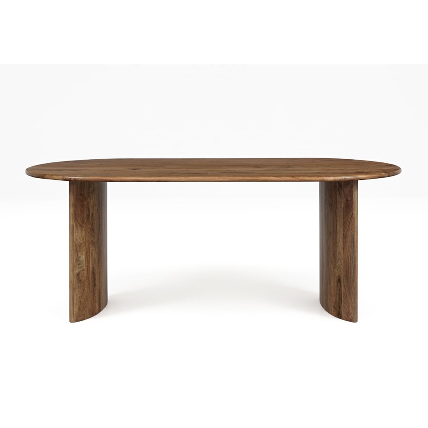 Mesa de jantar de madeira maciça de acácia cor de mel com bordas arredondadas - Elipse